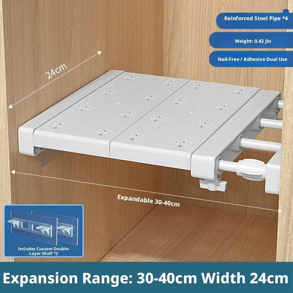 Expandable Closet Shelf Organizer – Punch-Free Retractable Divider