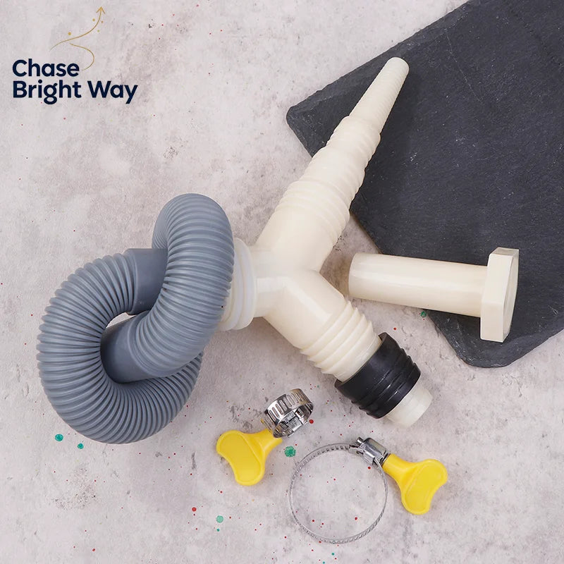 Washer Dryer Drain Tee Adapter with Extended Drain Hose