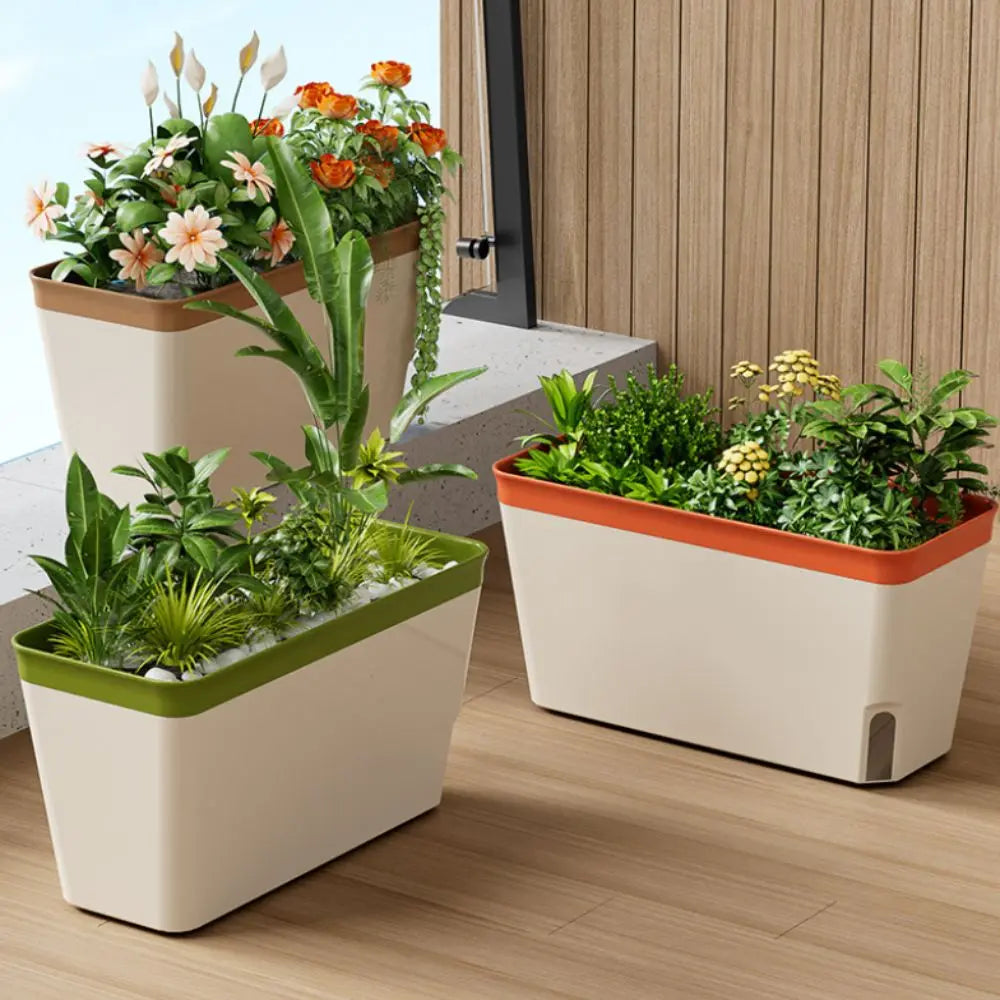 Self-Watering Herb Planter Box – Visible Water Level Window