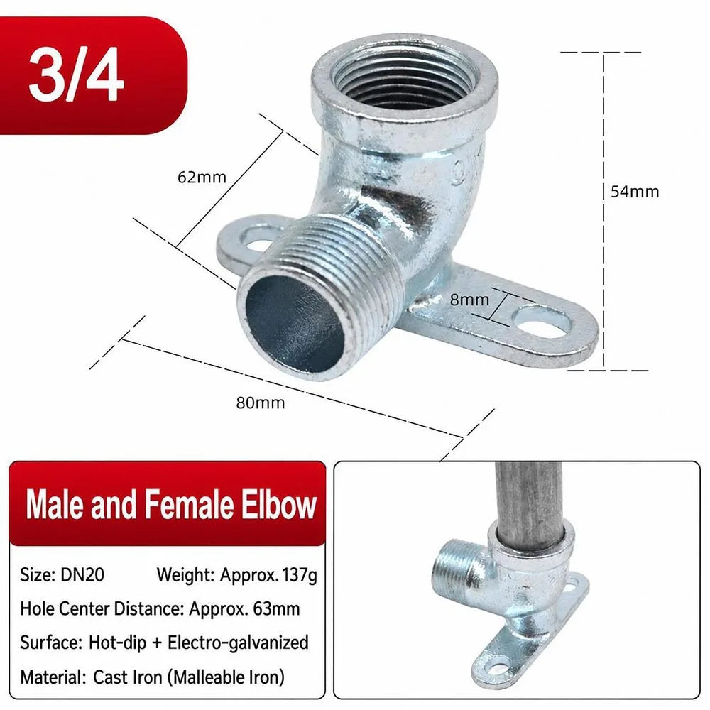 Malleable Cast Iron Wall Mount Threaded Pipe Fitting | DN15 DN20