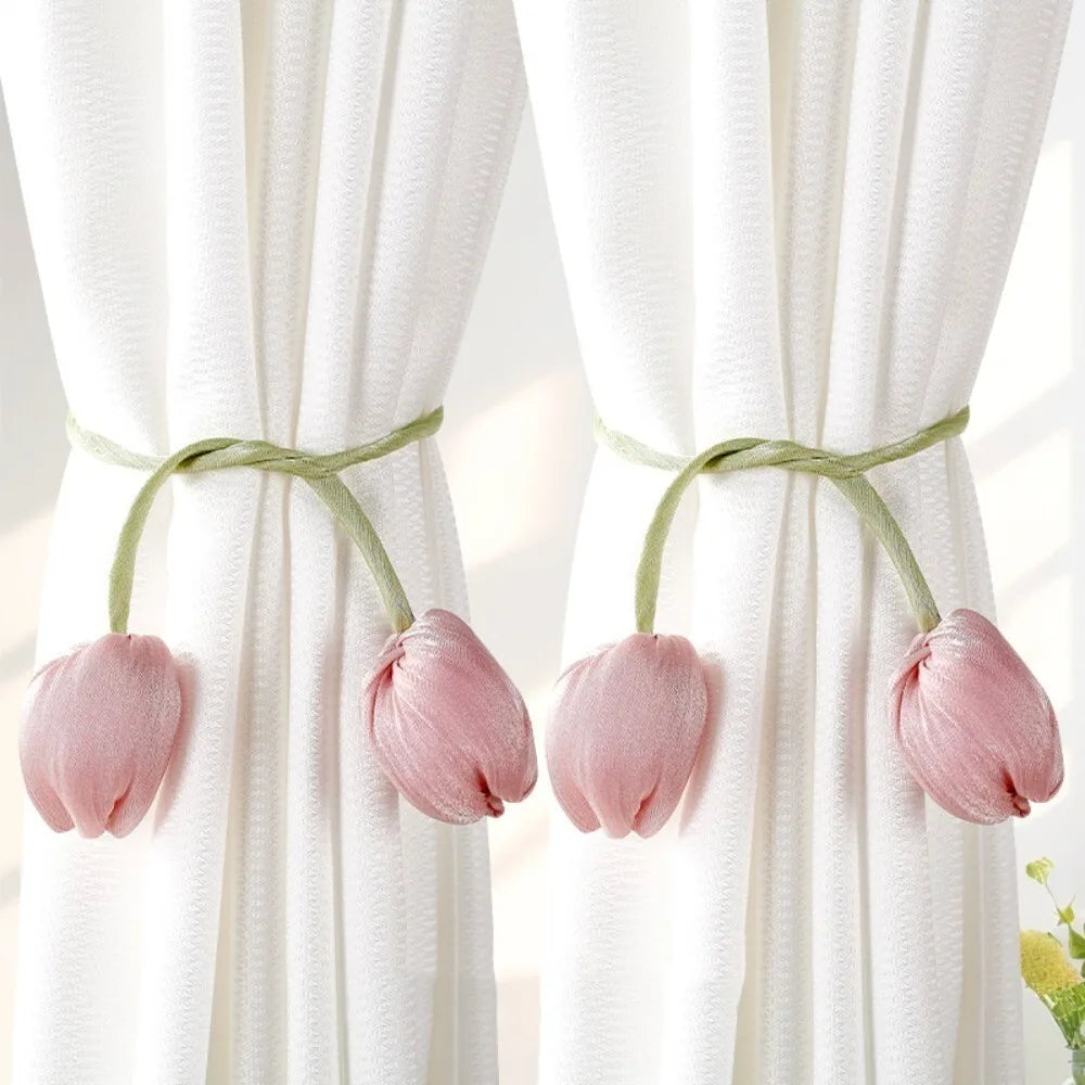 Tulip Curtain Tiebacks – Adjustable Cotton Tie Rope, 2-Pack