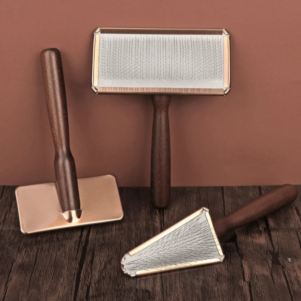 Solid Wood Handle Pet Hair Comb – Cat & Dog Grooming Brush