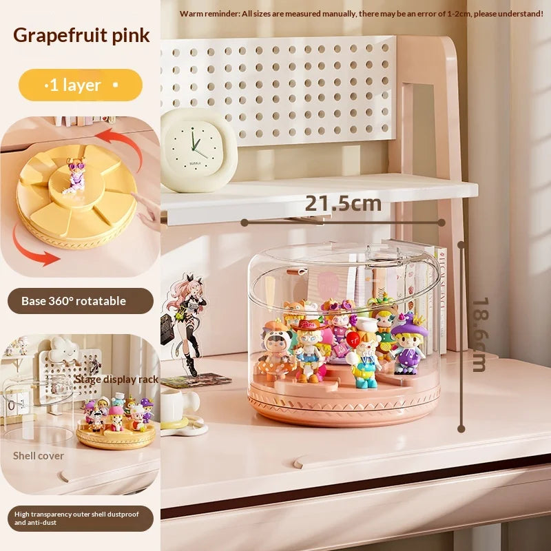 Rotating Multi-Tier Acrylic Collectibles Display Stand Cabinet