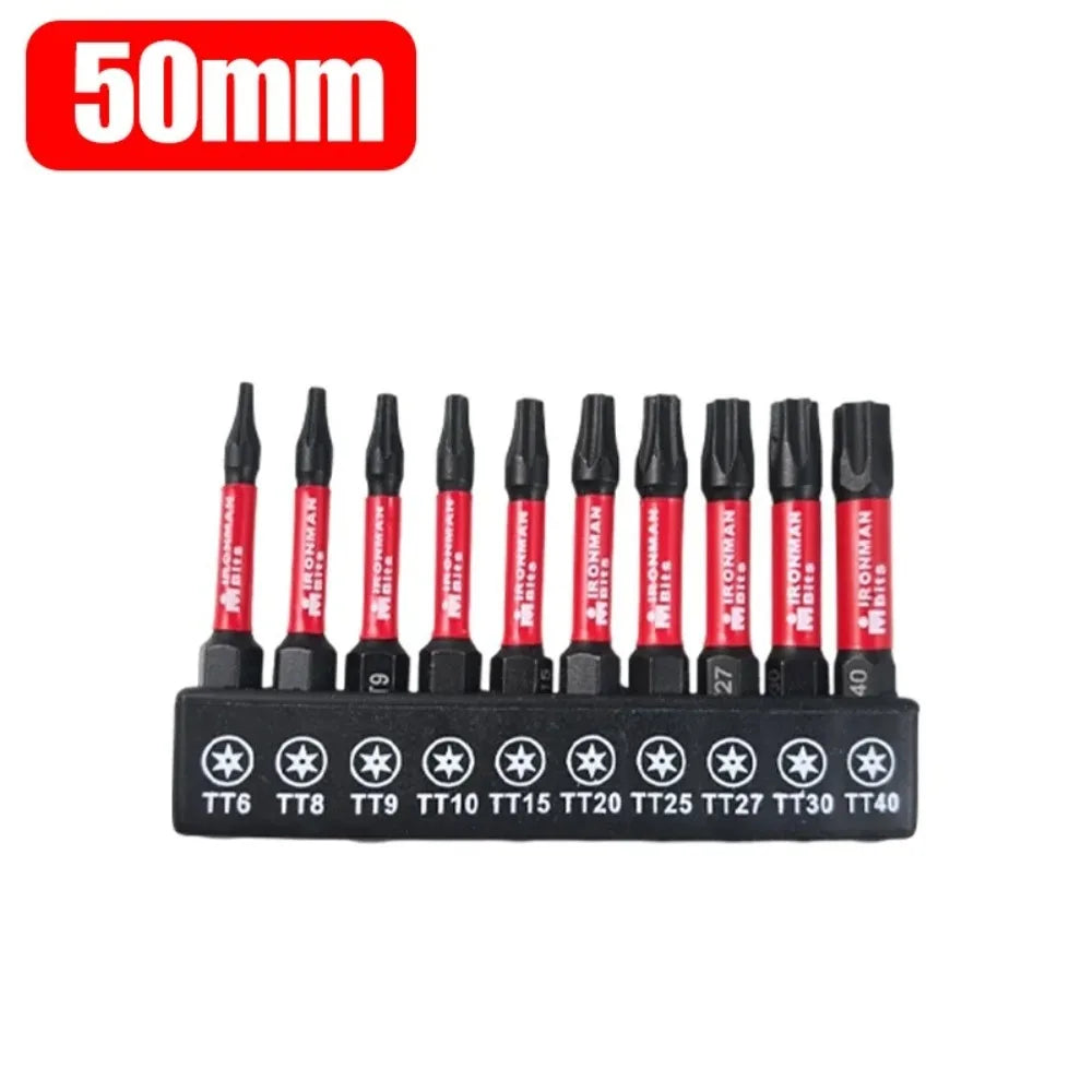 S2 Steel Magnetic Impact Screwdriver Bits Set – Torx 25–150mm