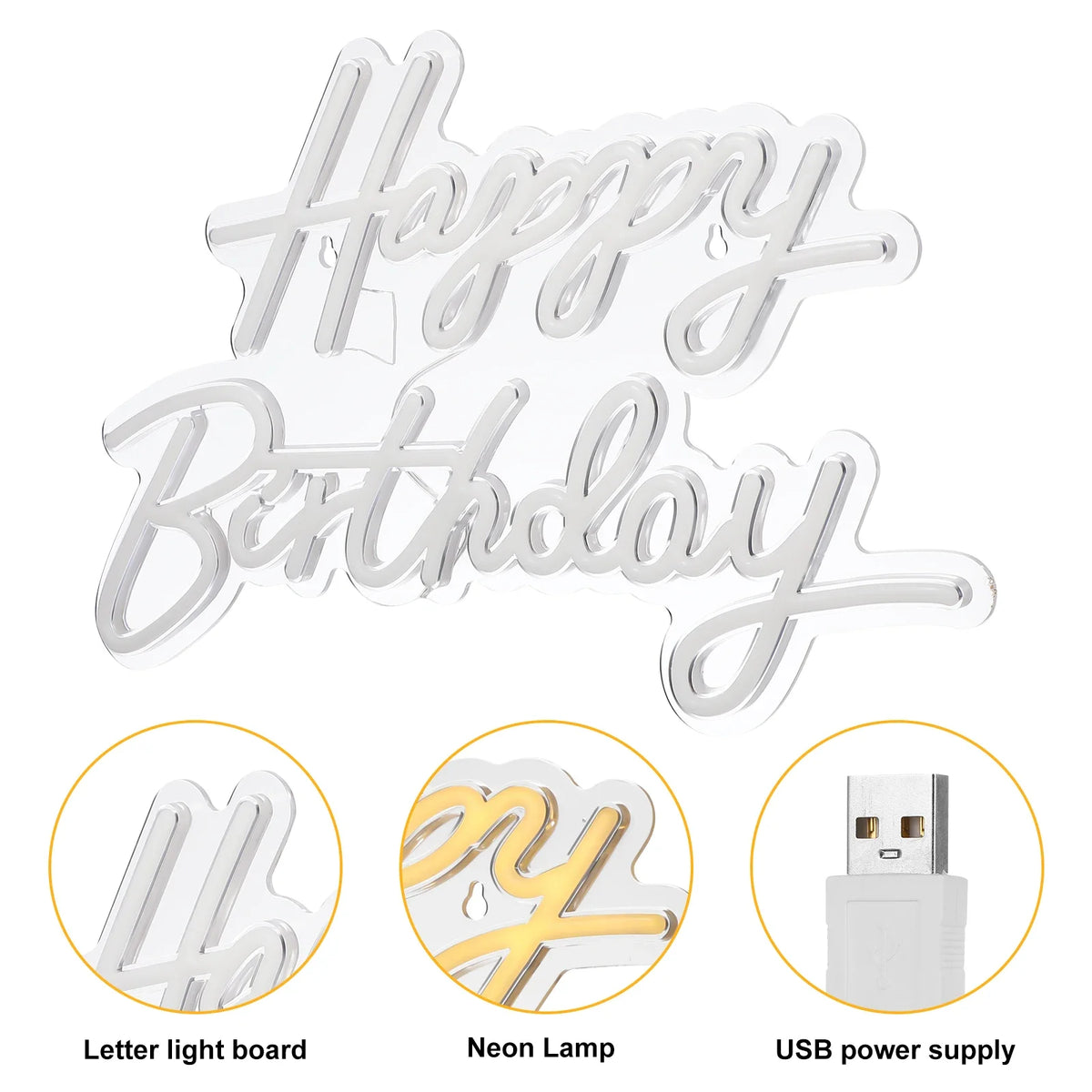 Happy Birthday LED Neon Sign | USB Powered Party Wall Decor
