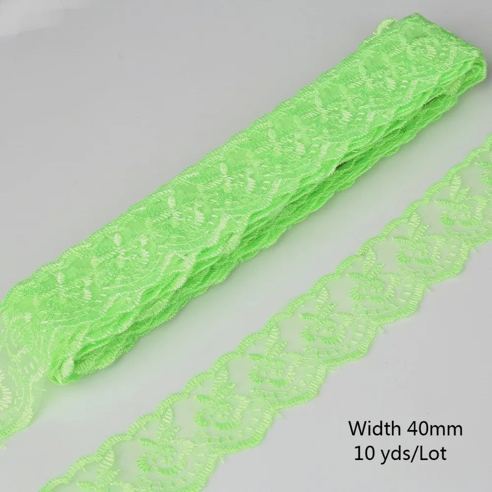 10 Yards Floral Embroidery Lace Trim – Hollow Polyester 40mm