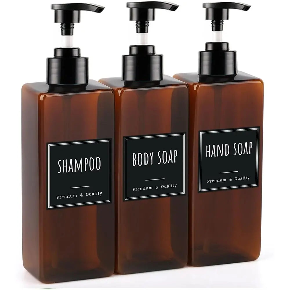 3-Pack 500ml Soap Dispenser Set with Labels – Pump Bottles