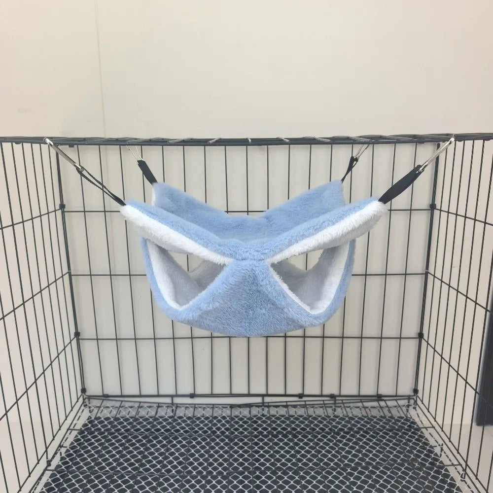 Hanging Pet Hammock – Double-Layer Fleece Bed for Ferrets & Small Pets