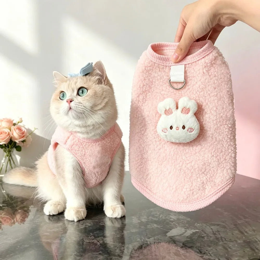Cartoon Pet Hoodie – Warm Plush Sweater for Small Dogs & Cats