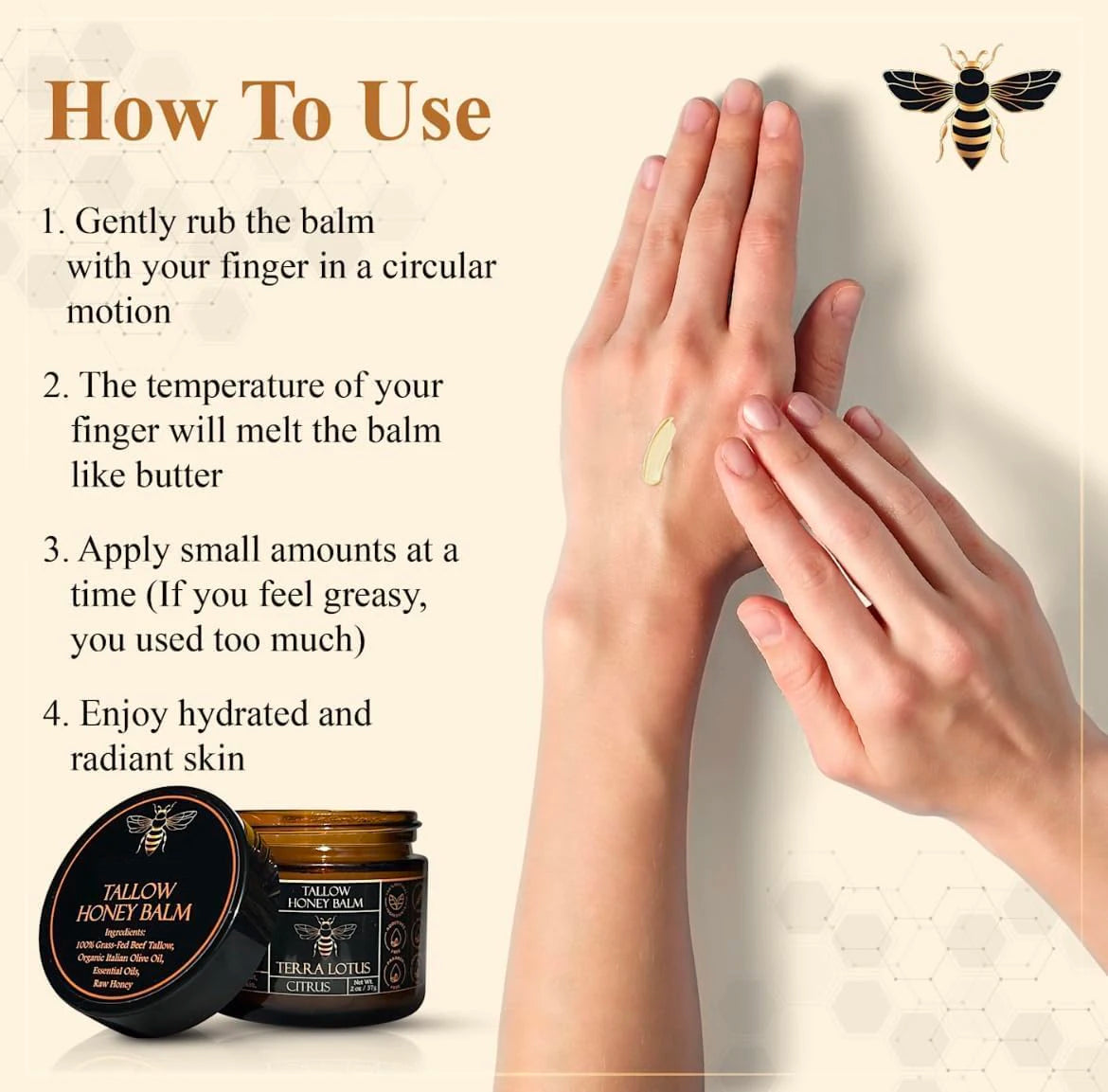 Tallow & Manuka Honey Cream 60g – Nourishing Hand Moisturizer