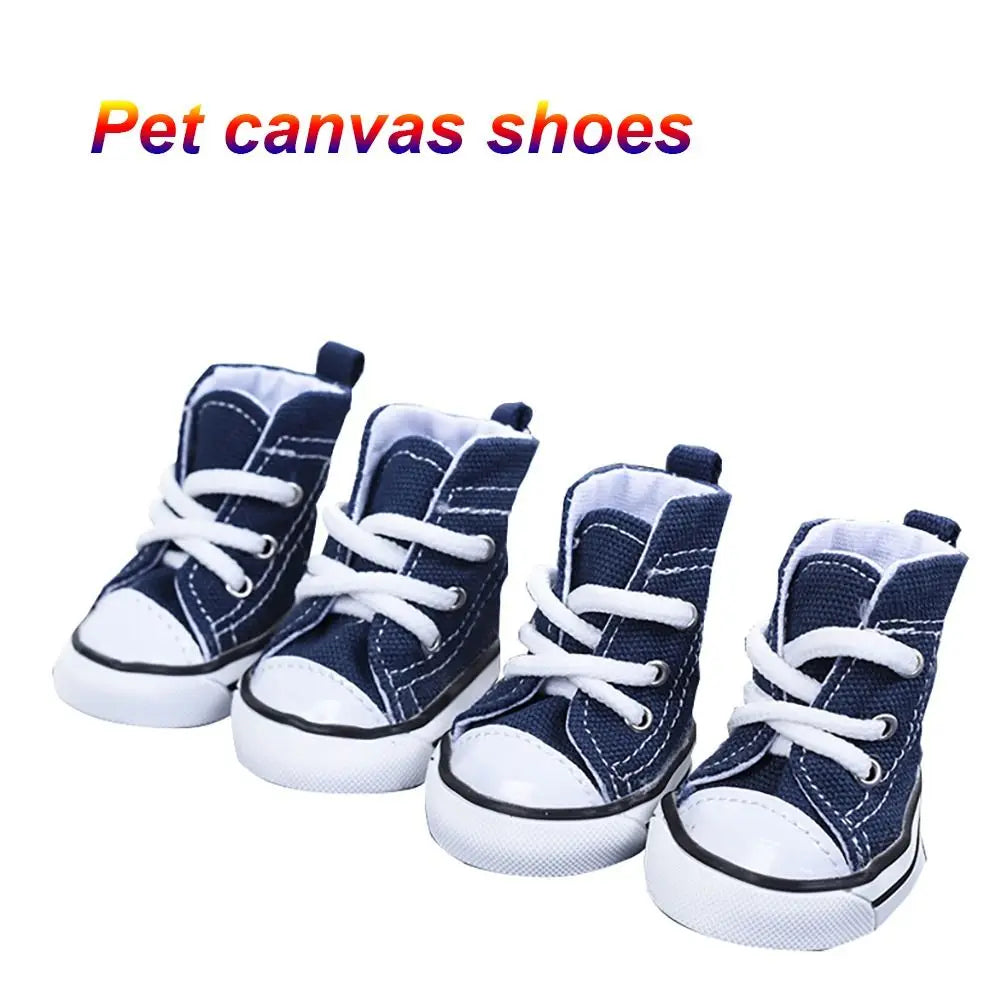 4-Pack Waterproof Canvas Dog Boots – Breathable Puppy Shoes
