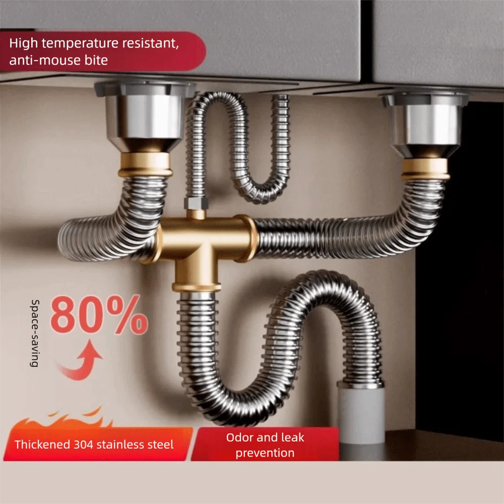 Stainless Steel Sink Drain Pipe Set | Single & Double Bowl