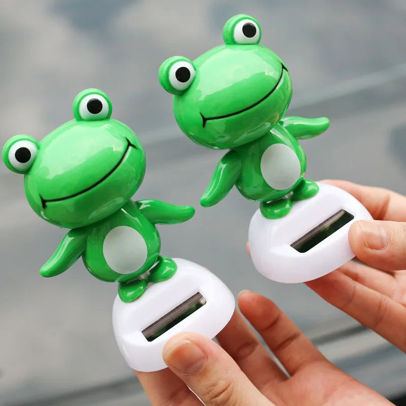 Solar Nodding Frog Car Dashboard Ornament – No Battery
