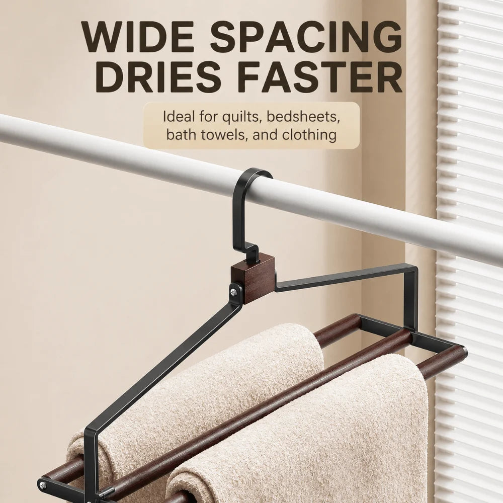 Foldable Blanket Drying Rack – Large Capacity Iron & Wood
