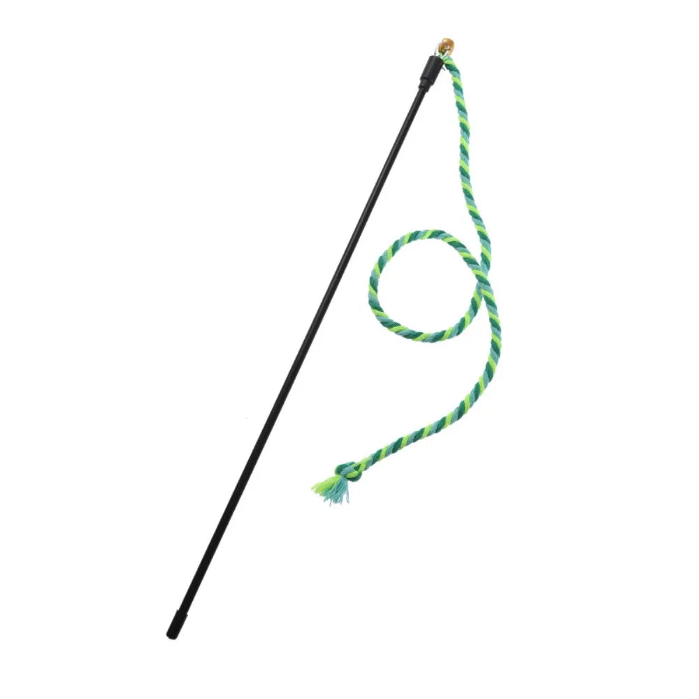 Interactive Bell Cat Wand Toy – Bite-Resistant Cotton Rope