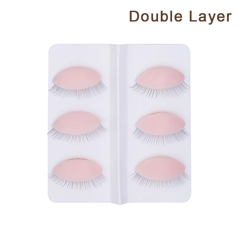 Silicone Eyelash Extension Practice Mannequin – 3 Pairs Set
