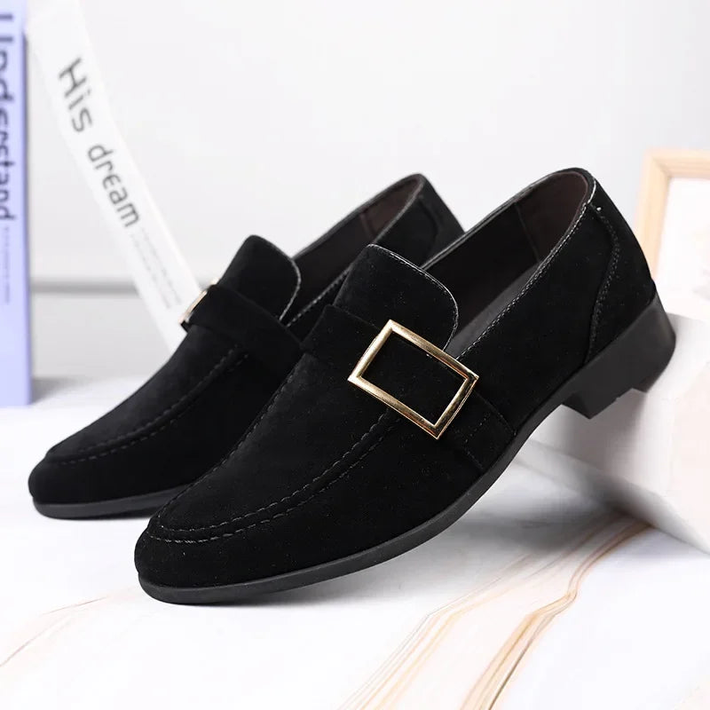 Men's Faux Suede Loafers – Formal Slip-On Dress Shoes