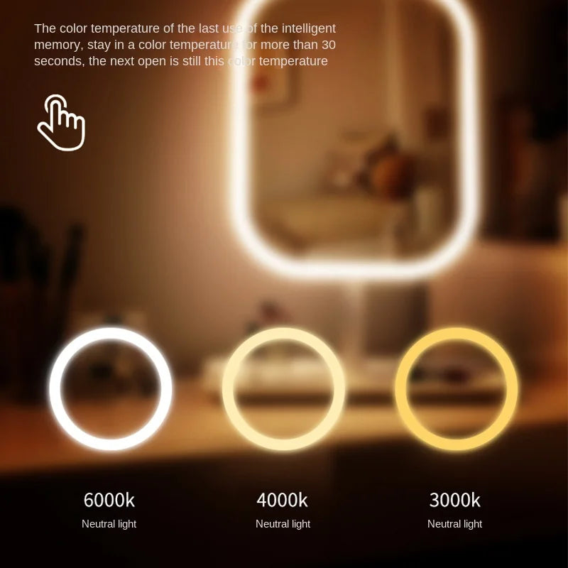 LED Vanity Mirror 3-Color Touch Control – Desktop Makeup Mirror