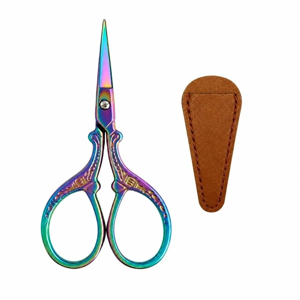Stainless Steel Embroidery Scissors with PU Leather Cover 3.6"