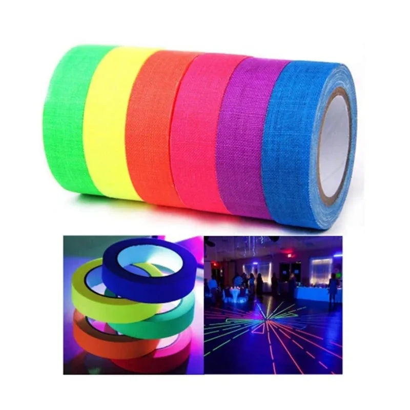 Six-Color Neon UV Blacklight Tape Set – Fluorescent Party Tape