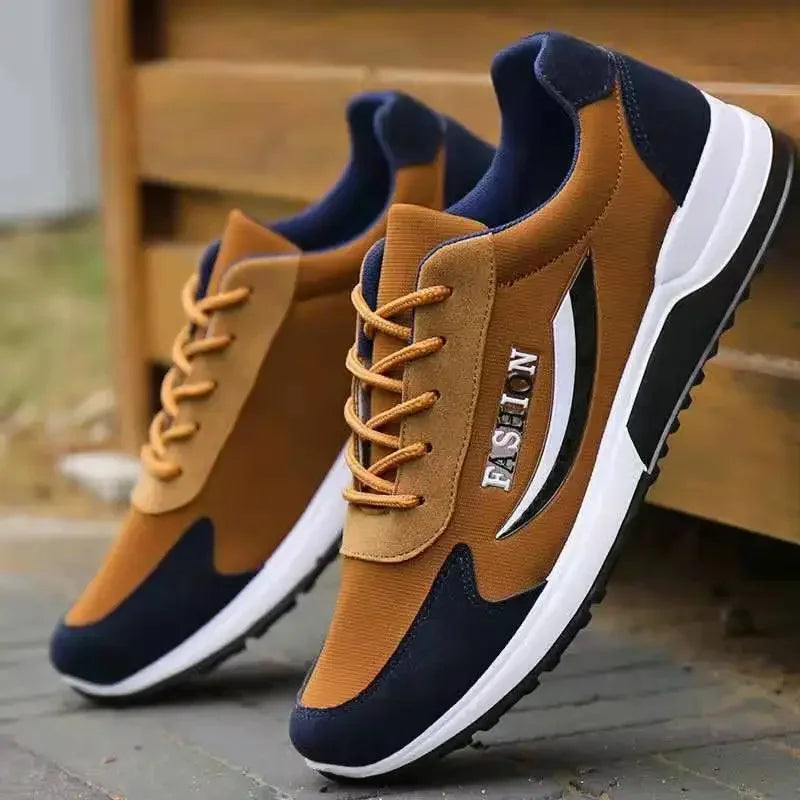 LEDP Men's Breathable Canvas Sneakers – Non-Slip Lace-Up