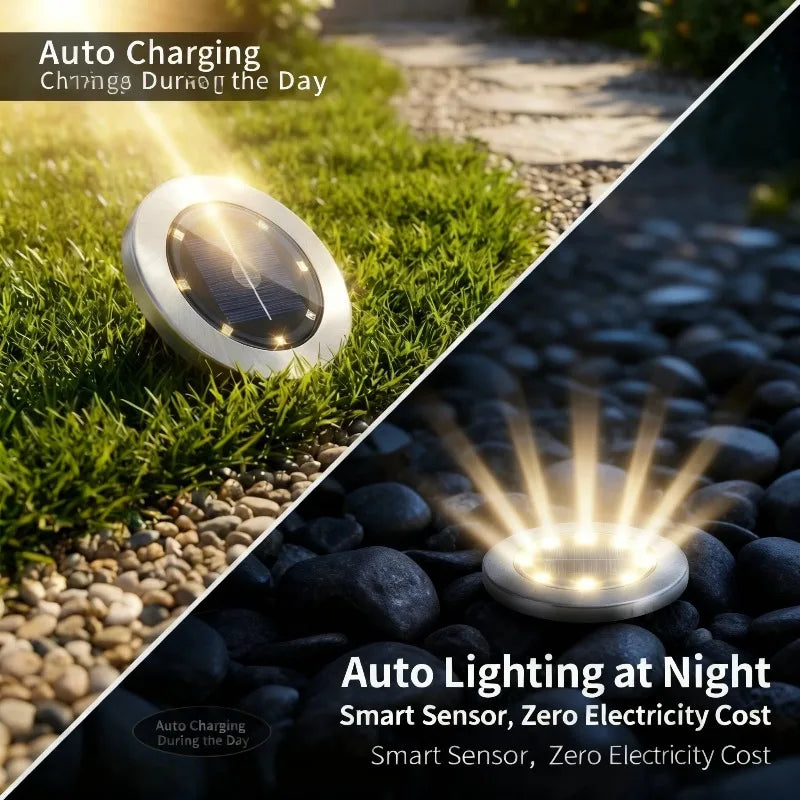 Solar In-Ground LED Path Lights – IP65 Waterproof Garden Lamp