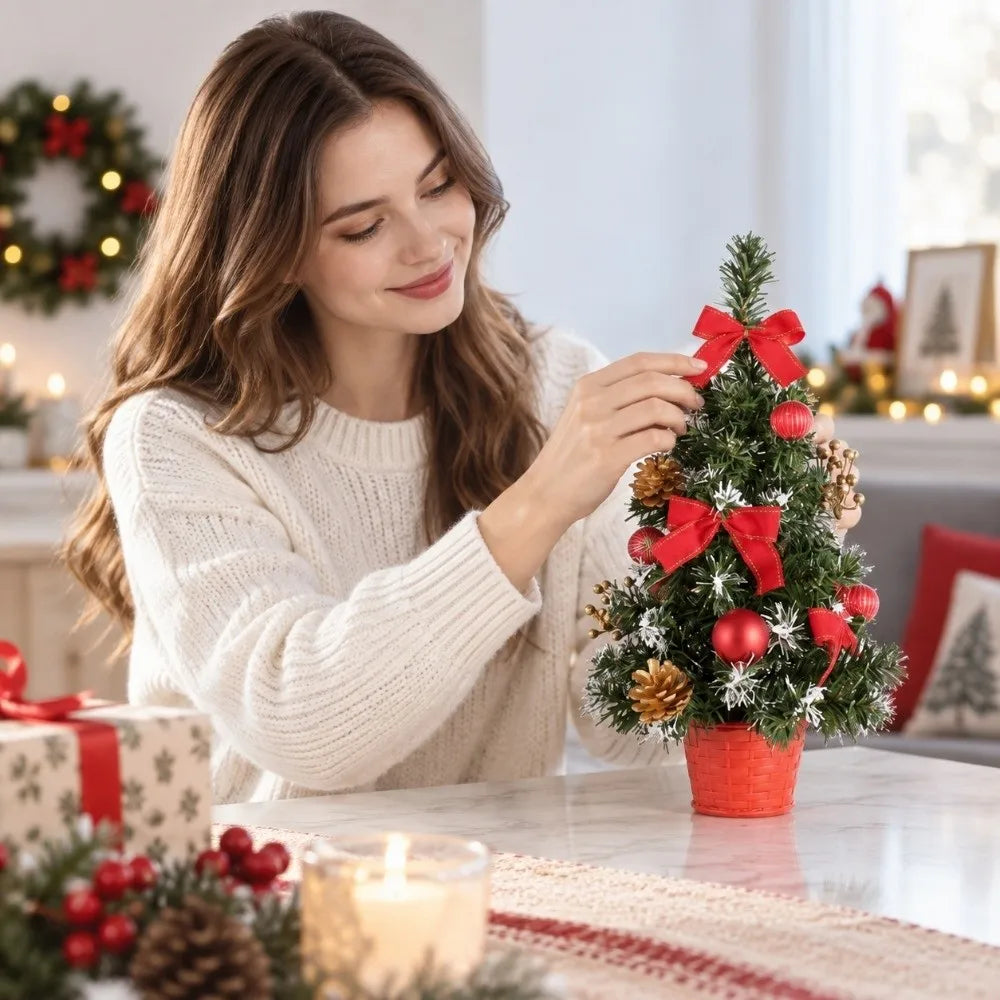 Mini Artificial Christmas Tree 20cm – 4 Colors DIY Decor