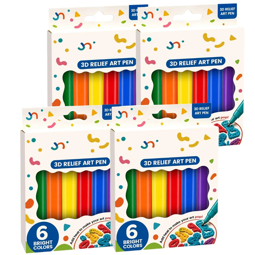 3D Puffy Paint Pens – 6-Pack Bubble Expanding Art Pens for Kids