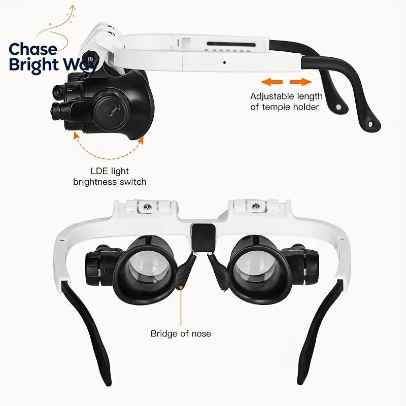 LED Headband Magnifier Glasses 8X 15X 23X – Jeweler Loupe
