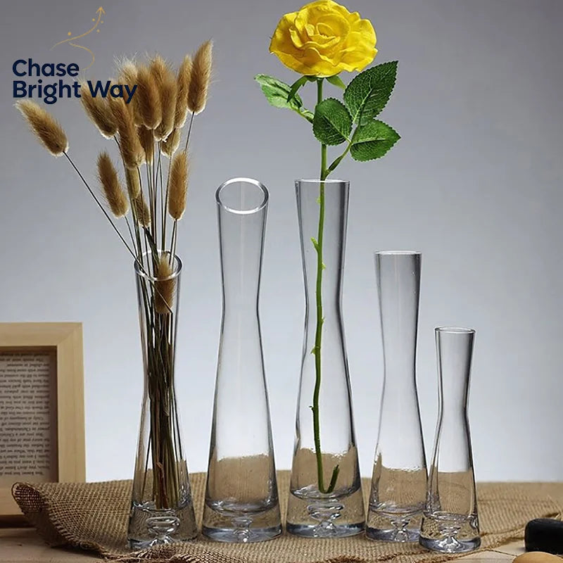 Transparent Glass Flower Vase – Bud Vase for Home & Weddings