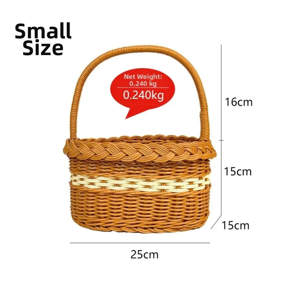 Handwoven Rattan Flower Basket with Handle – 2 Sizes