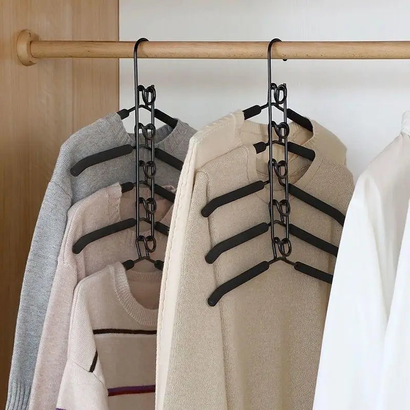 Multi-Tier Closet Hanger Organizer with Hooks – 5-Pack