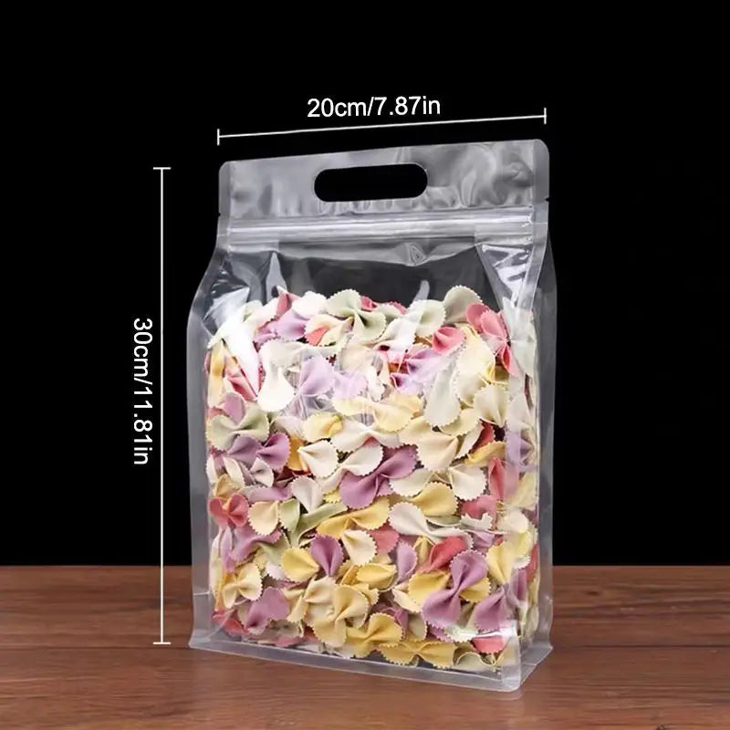 Stand Up Food Storage Bags with Handle – 50pcs Resealable