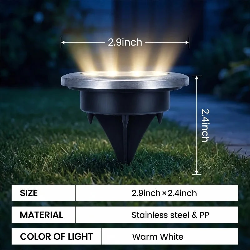 Solar In-Ground LED Path Lights – IP65 Waterproof Garden Lamp