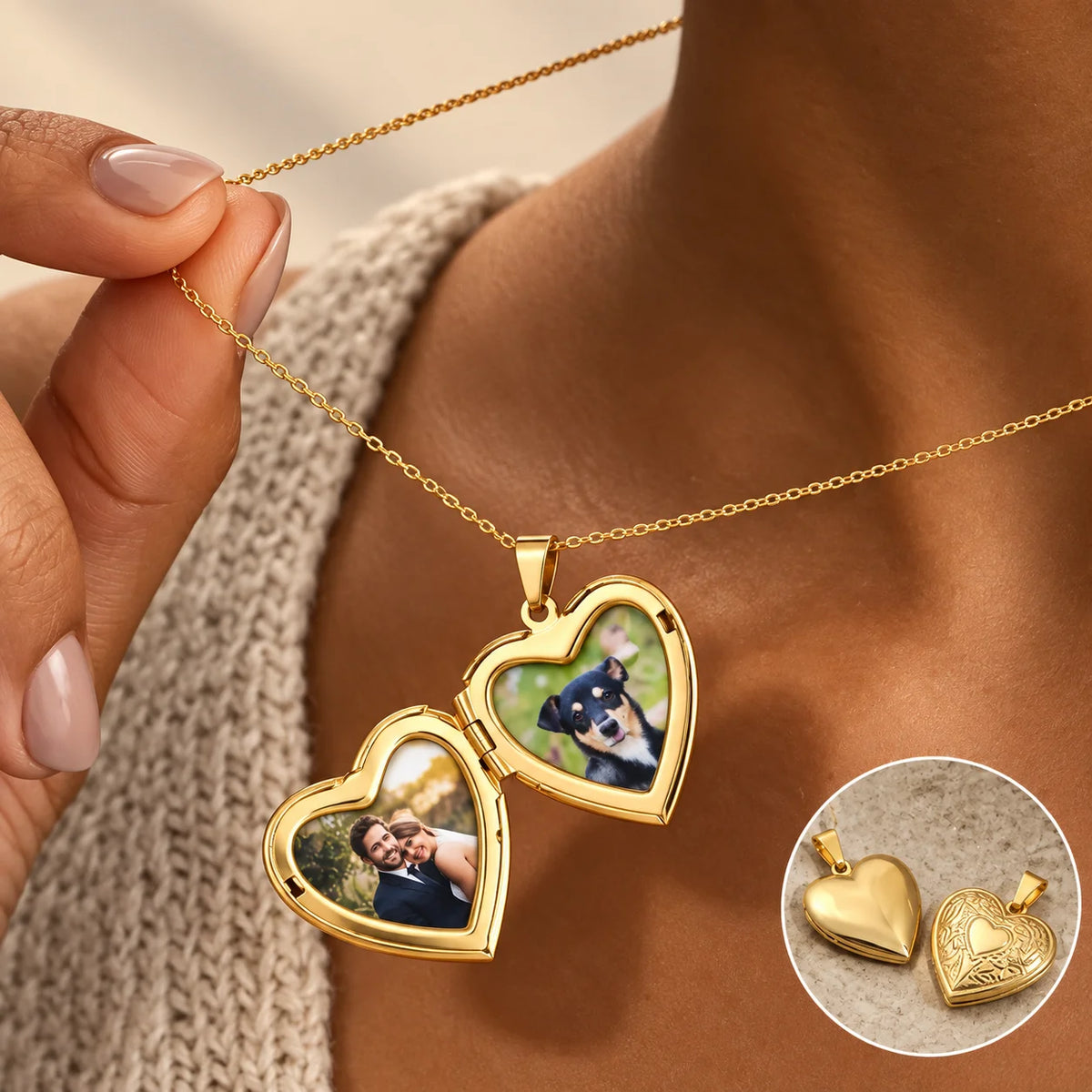 Custom Photo Heart Locket Necklace – Personalized Stainless Steel