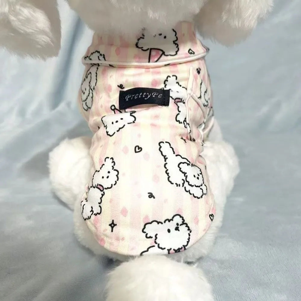 Cute Puppy Print Dog Sleepwear – Anti-Shedding Base Layer