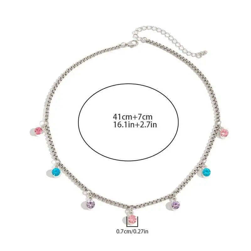 Rhinestone Pendant Choker Necklace – Y2K Adjustable Women's