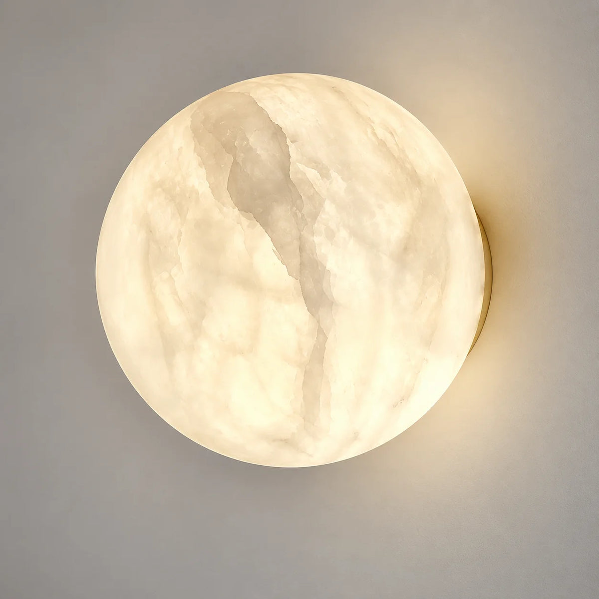Round Natural Marble LED Wall Sconce | Modern Stone Light