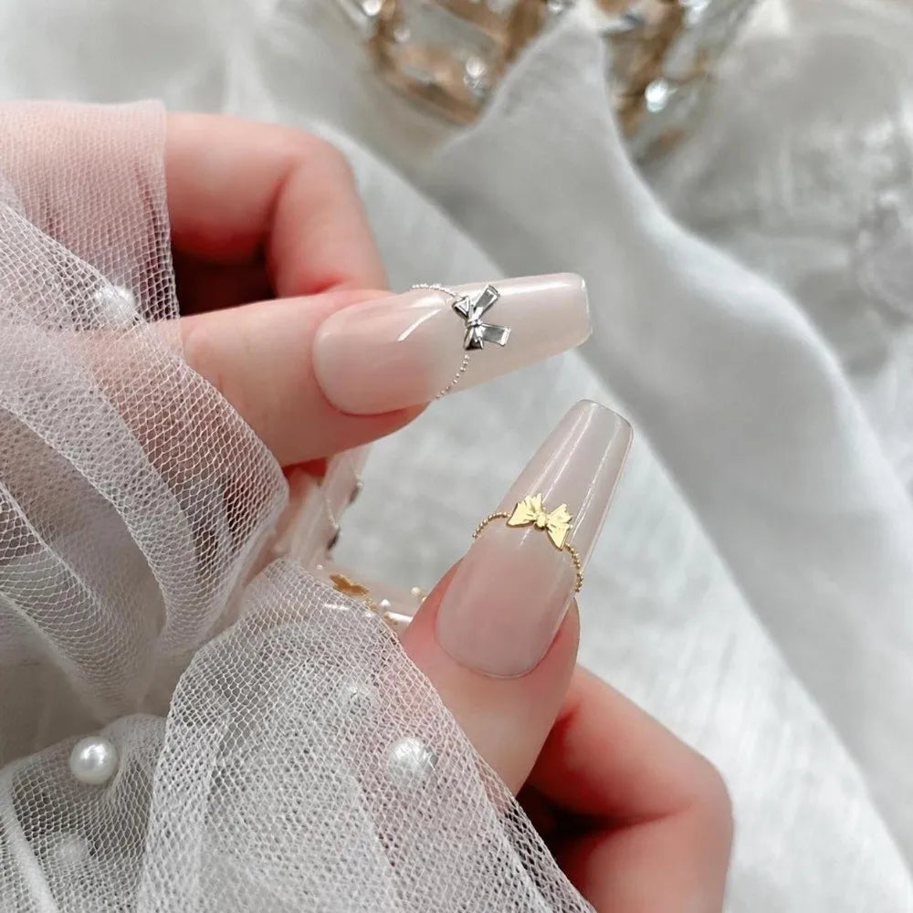 150 Pcs Alloy Nail Charms – Gold & Silver Mini Bow Nail Art