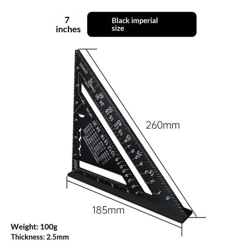 Aluminum Alloy Triangle Ruler – 4-in-1 Precision Woodworking Gauge