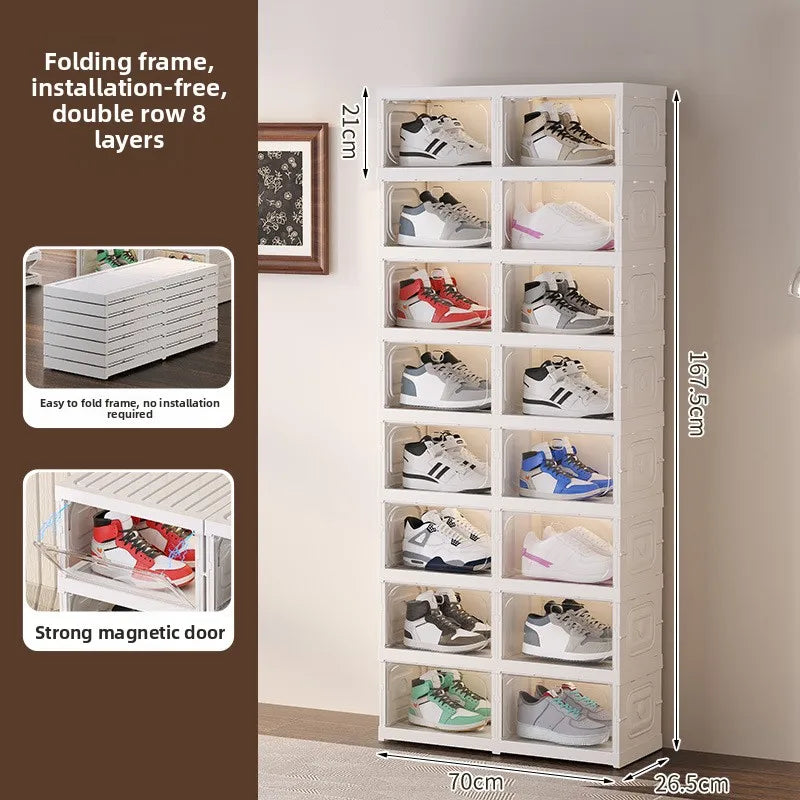 Multi-Tier Clear Shoe Rack | Dust-Proof Transparent Cabinet
