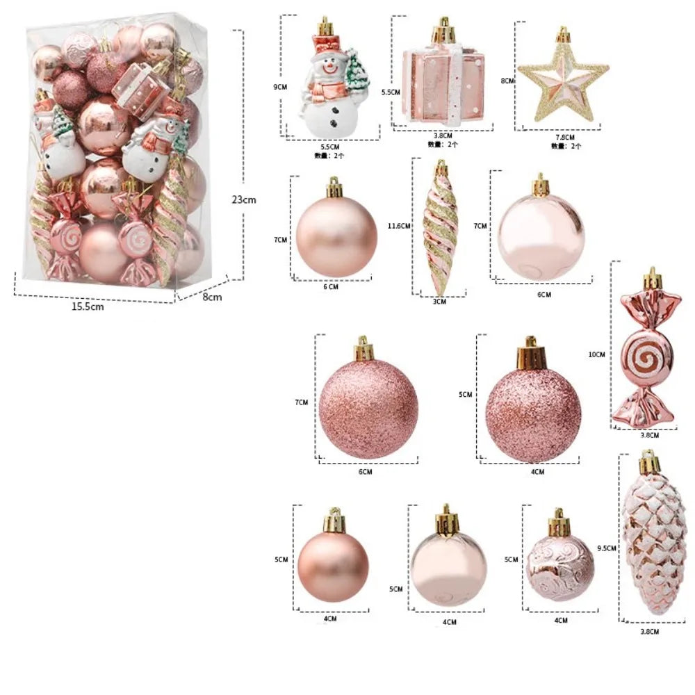 Mixed Shape Christmas Ornament Balls – Red, Gold & Rose Gold