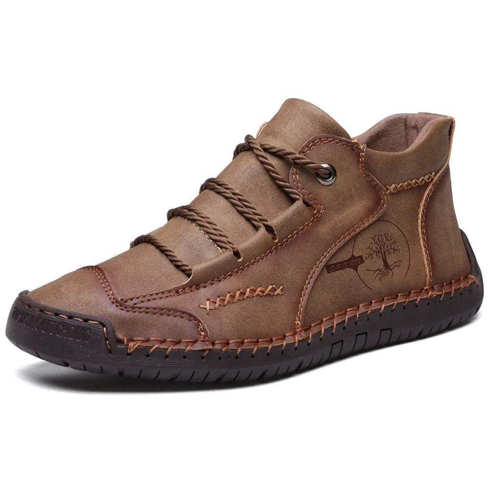 LEDP Retro Men's Ankle Boots – Non-Slip Lace-Up Motorcycle Style