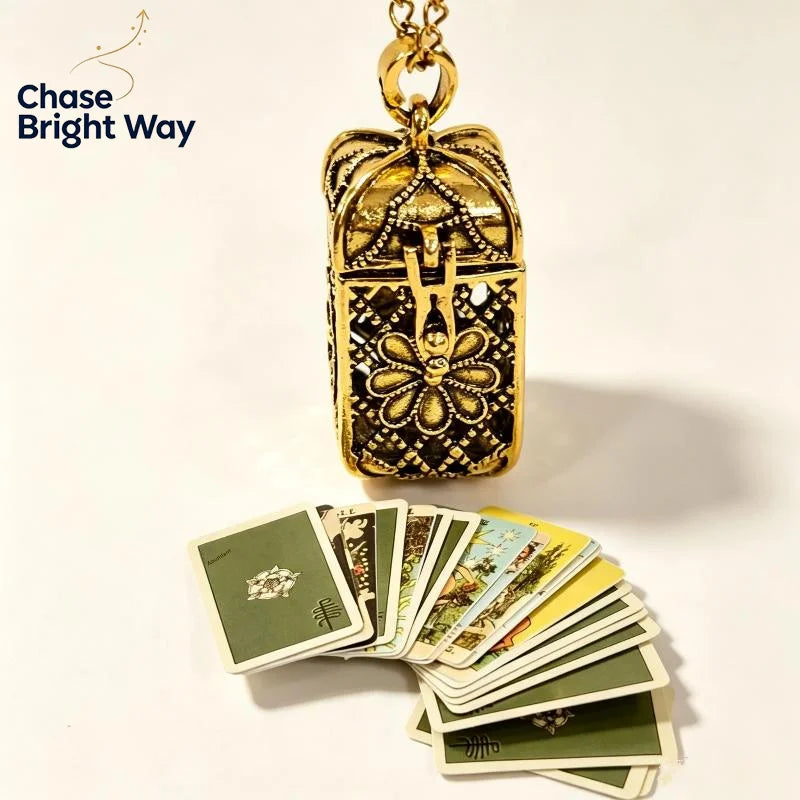 Tarot Locket Necklace with 22 Mini Major Arcana Cards