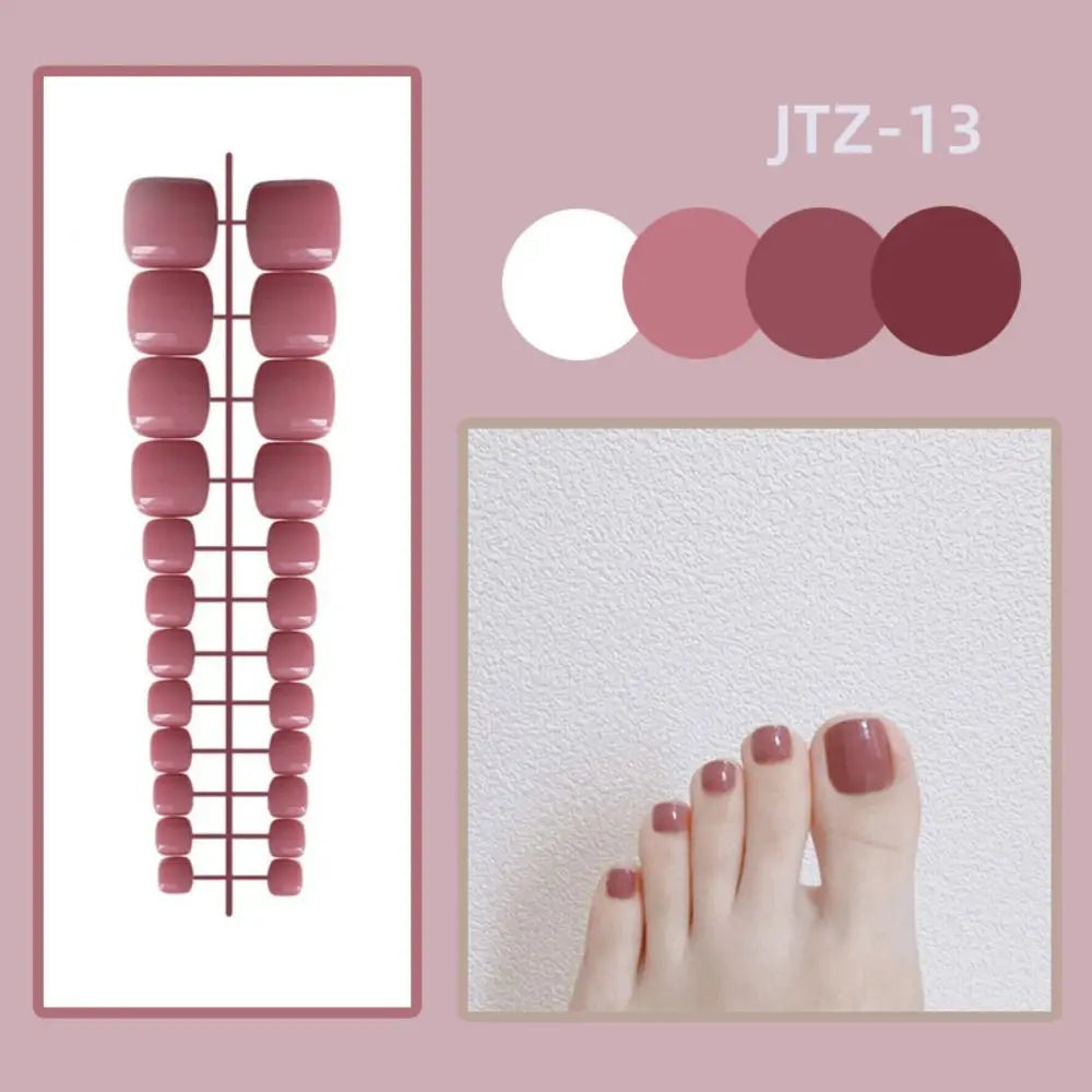 24-Pack Press-On Fake Toenails – Full Cover Acrylic Tips