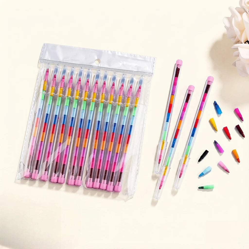 Stackable Colorful Wax Crayons Set 12-36 Pcs – Kids Art
