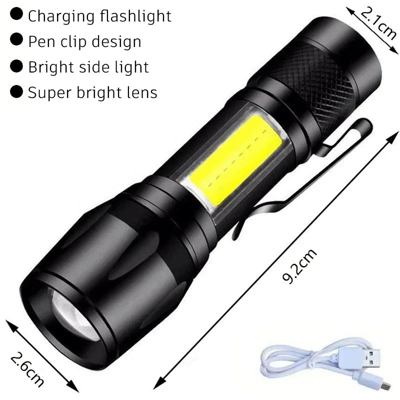 Ultra Bright LED Zoom Flashlight – Type-C Rechargeable 3 Modes
