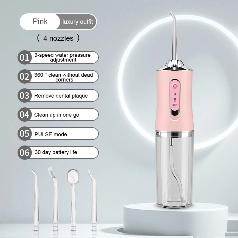 SAMMY Cordless Water Flosser – 3 Modes, IPX7, 4 Nozzles