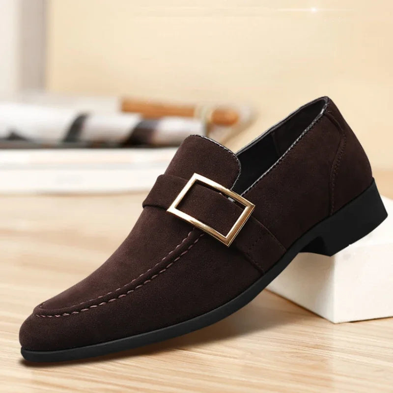 Men's Faux Suede Slip-On Loafers | Formal Business Dress Shoes