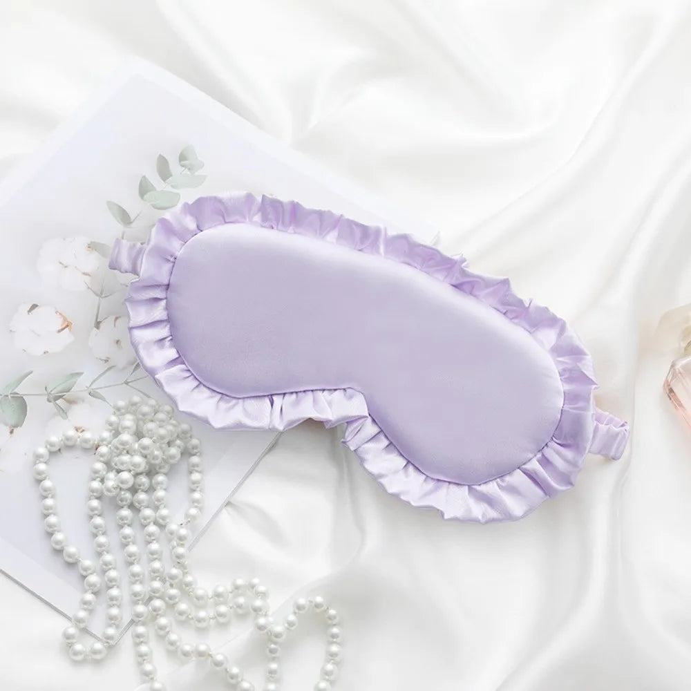 Silk Ruffle Sleep Eye Mask – Soft Breathable Light Blocking